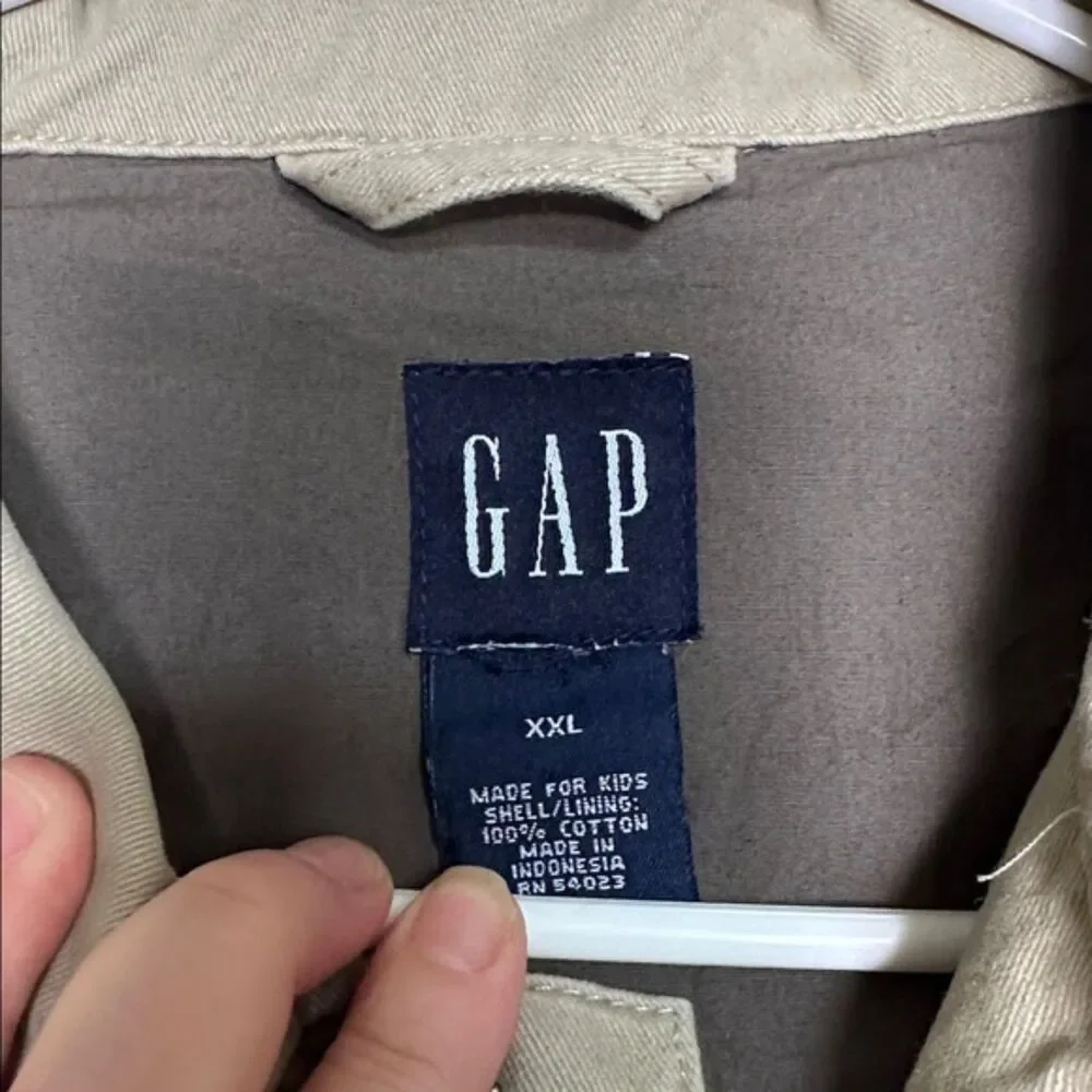 Gap Utility Military Canvas Jacket Boys Youth XXL Pockets Collard Khaki Lined